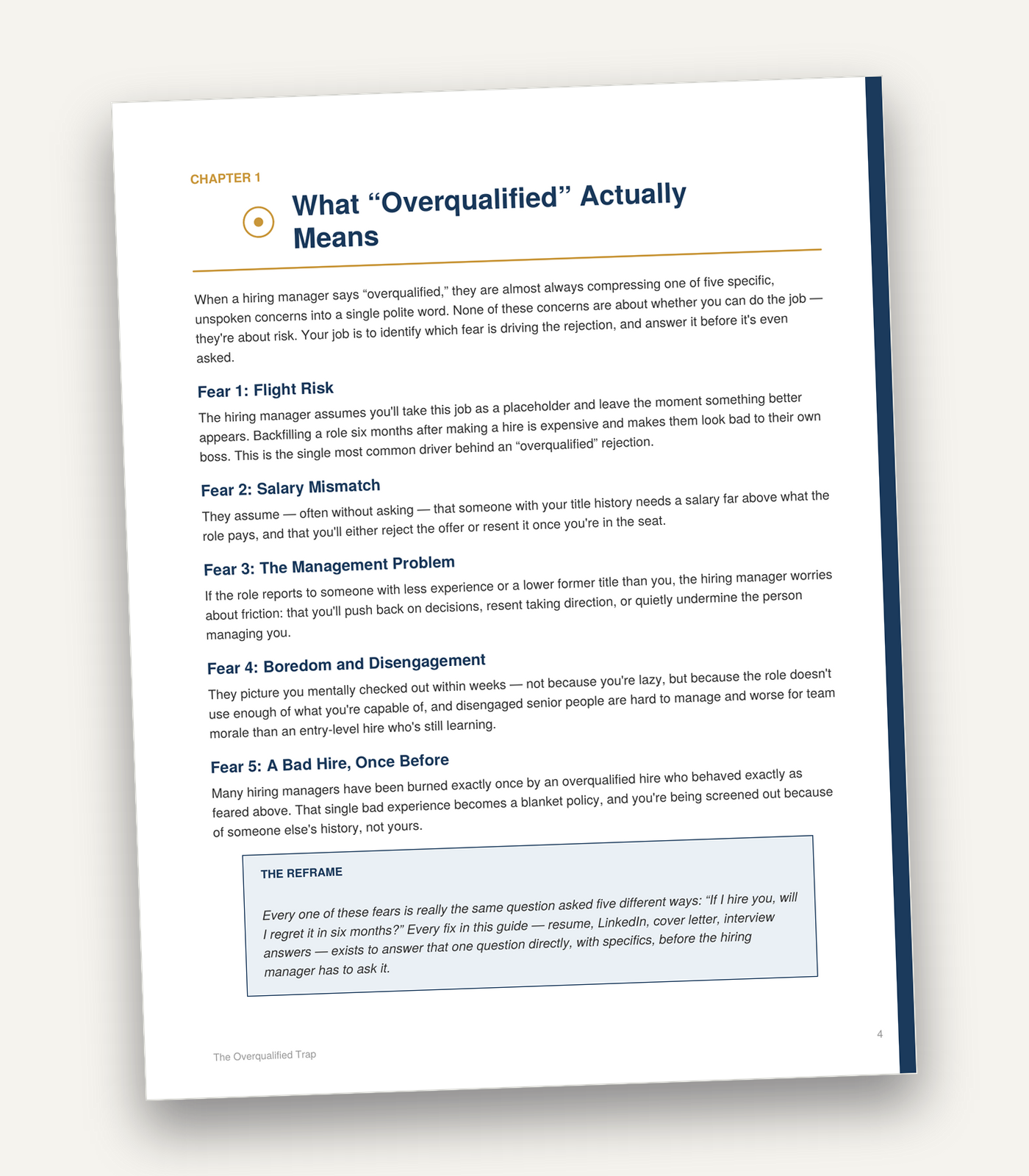 Chapter 1 page explaining what 'overqualified' actually means